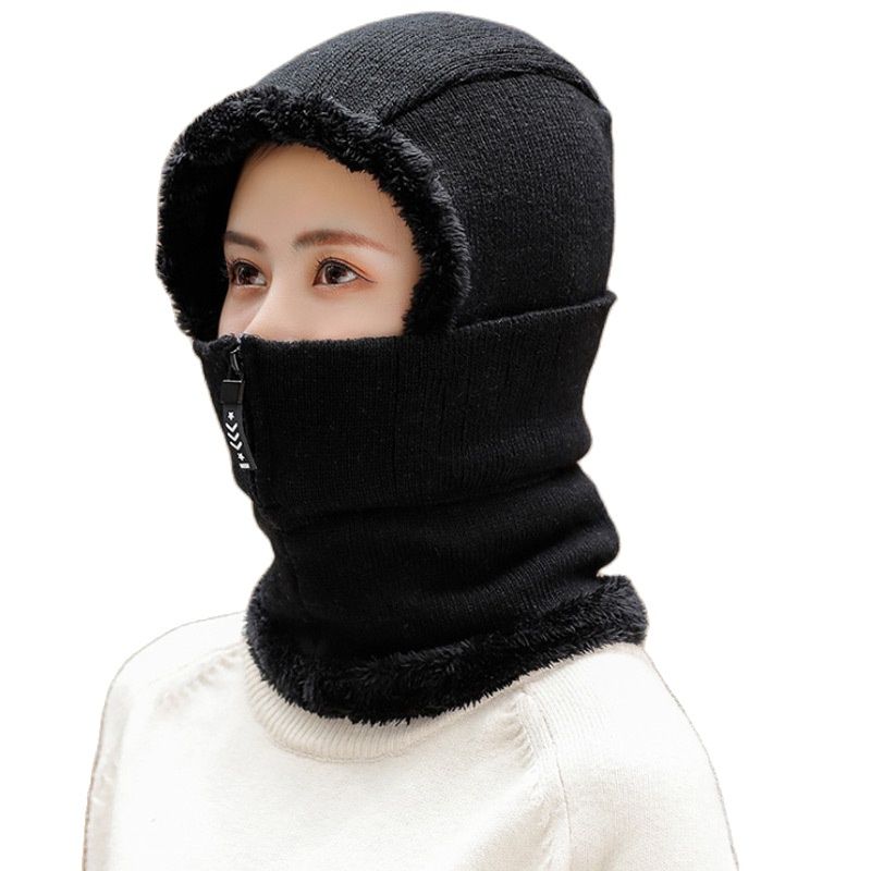 Double-Use Women Warm Knitted Hat Scarf Hooded Collar Elastic Winter All-Match Adult Teen Thick Soft Neck Warmer Female Caps