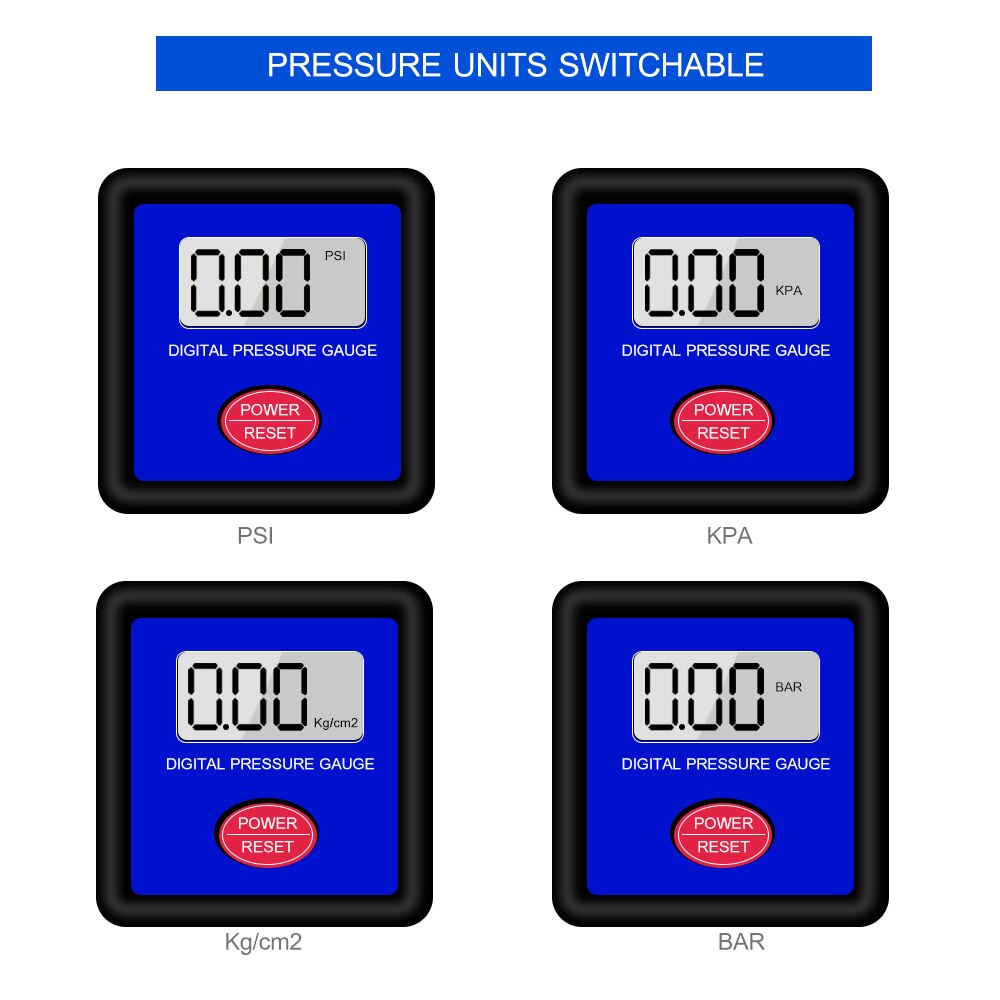 Spray Gun Pressure Regulating Gauge LCD Display Air Pressure Meter Spray Gun Pressure Gauge for Car Auto Repair Painting Tool