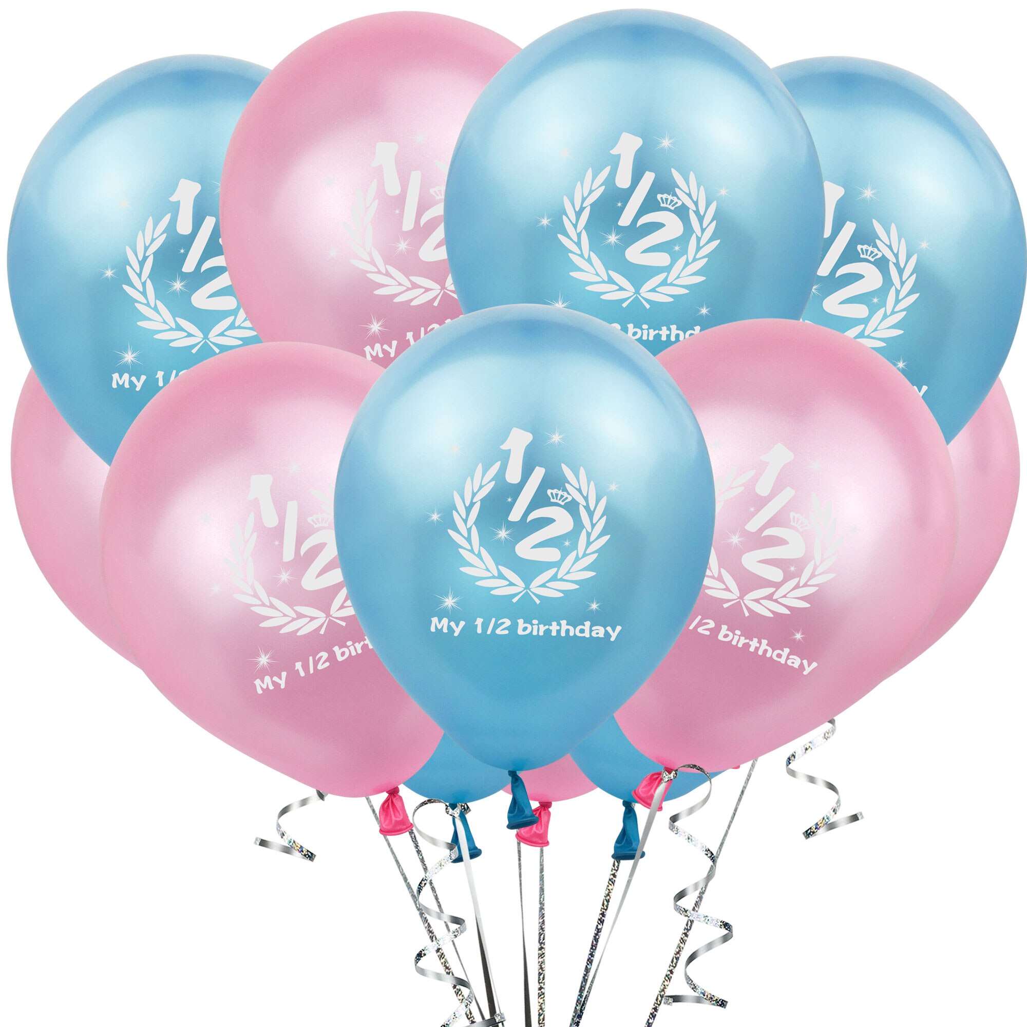 Amawill Half Birthday Party It's My 1/2 Birthday Banner Pink Blue Latex Balloons 6 Months Baby Shower Girl Boy Decorations 7D