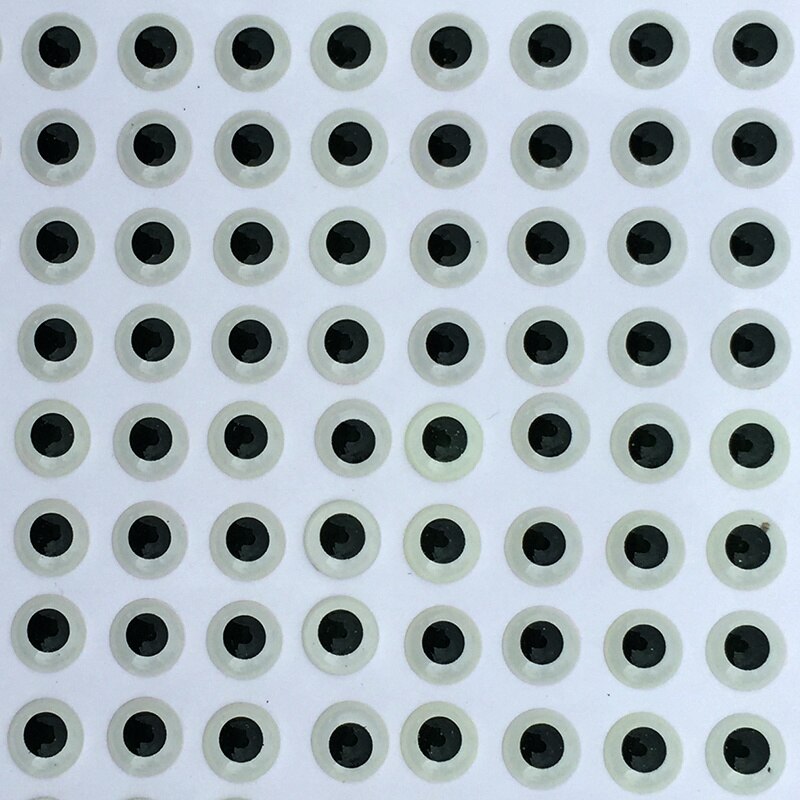 Lyserende Fiskelokke Øjne - 300 Stk - Hvid PVC - 3mm/4mm/5mm/6mm