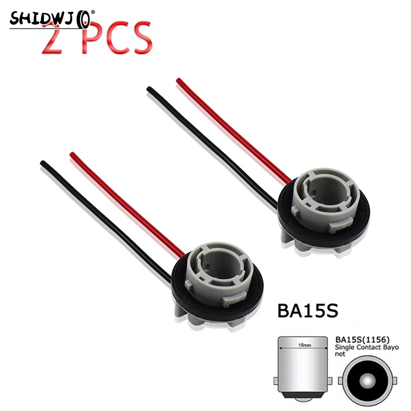 BA15S 1156 Soquete do bulbo, suporte da lâmpada, adaptador P21W, conector base, luz de freio, luz de inversão, 2pcs por conjunto: Default Title