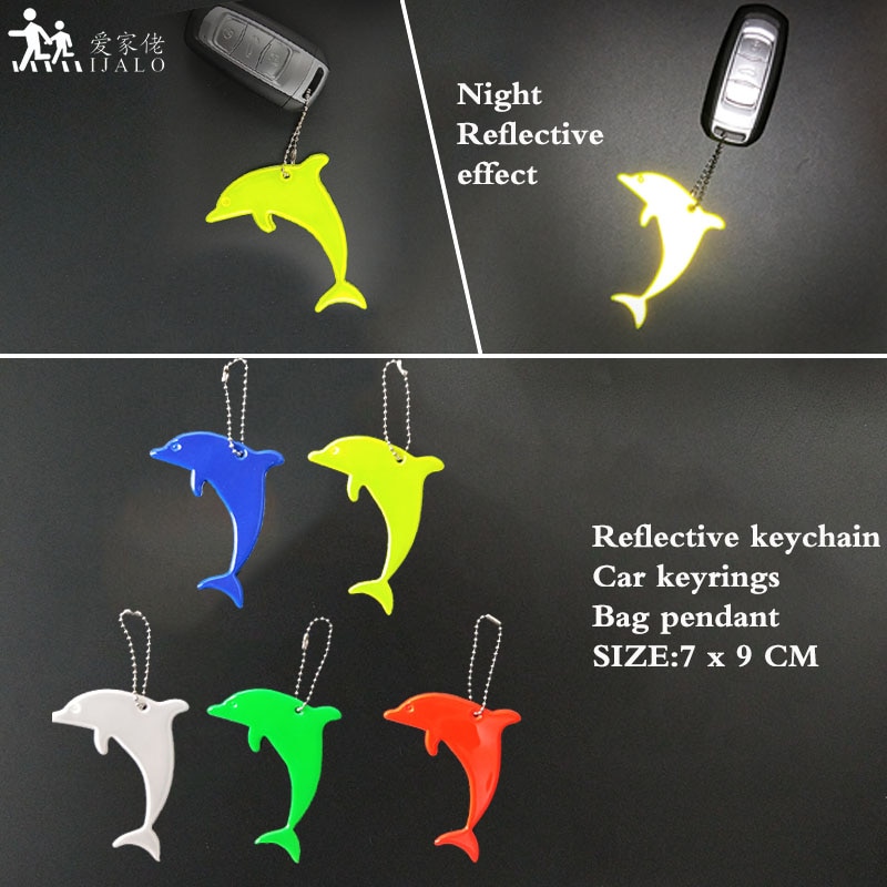 Dolfijn Zachte Pvc Reflecterende Sleutelhangers Auto Sleutelhangers Hanger Charm Bag Accessoires Voor Verkeersveiligheid Gebruik