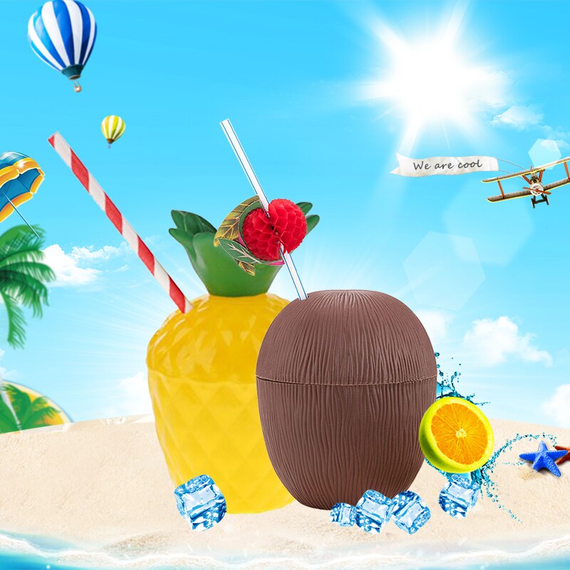 Tasse ananas en noix de coco fruits | Tasse d'ananas en plastique décoration de plage en forme de Fruit magnifique