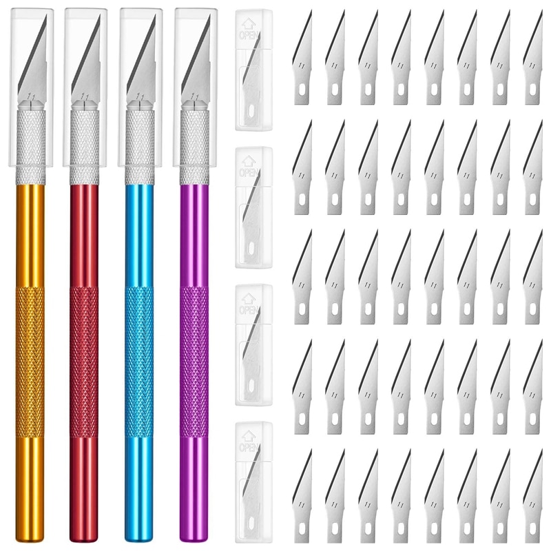 Cuchillo para manualidades de 4 piezas, Kit de cuchillas de acero inoxidable para cortar, tallar, álbum de recortes, creación de arte, 40 piezas: Default Title