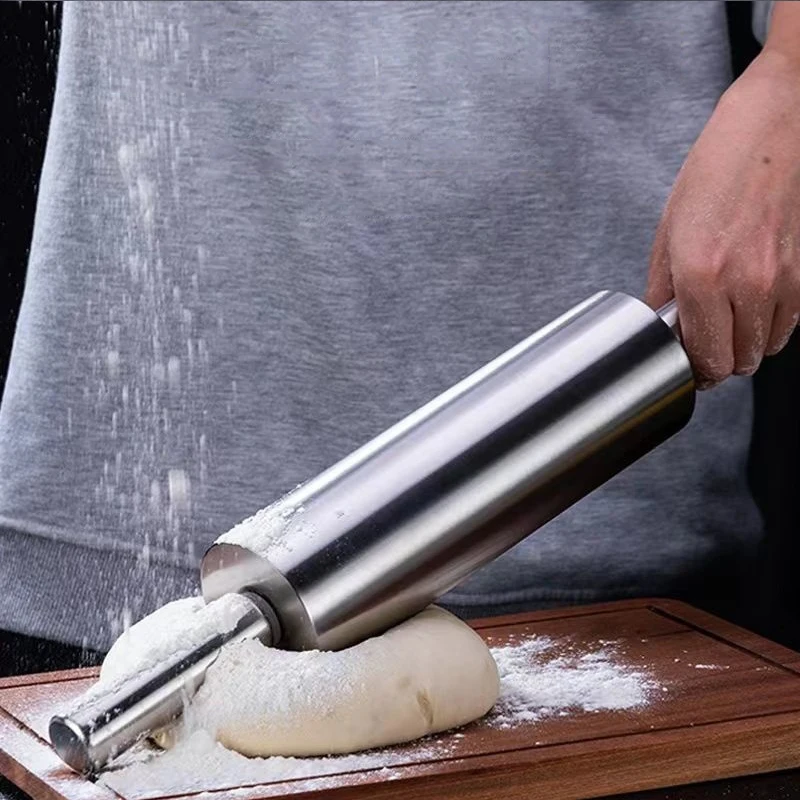 Edelstahl Nudelholz für Antihaft-Teig Mehl Stick Küche Kochen Backen Werkzeuge Zubehör Pizza Roller Mit Griff