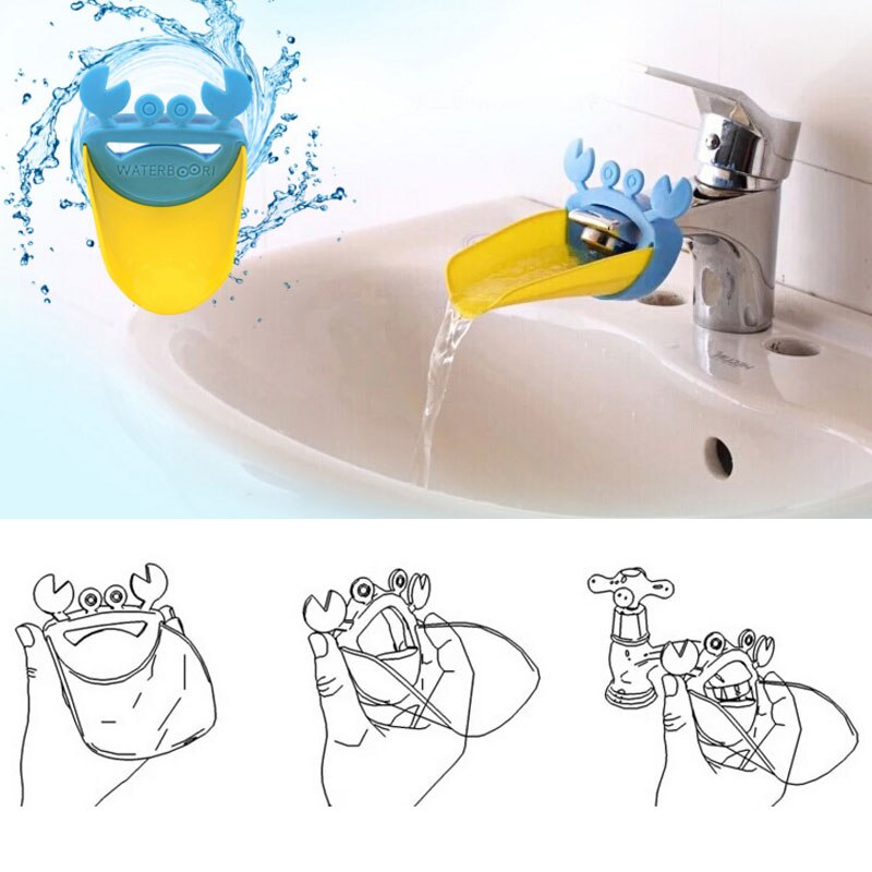 Krabbe tegneserie vandhane udvidelse børns guide vask håndrensemiddel håndvaskeværktøj udvidelse af vand gennem badeværelset