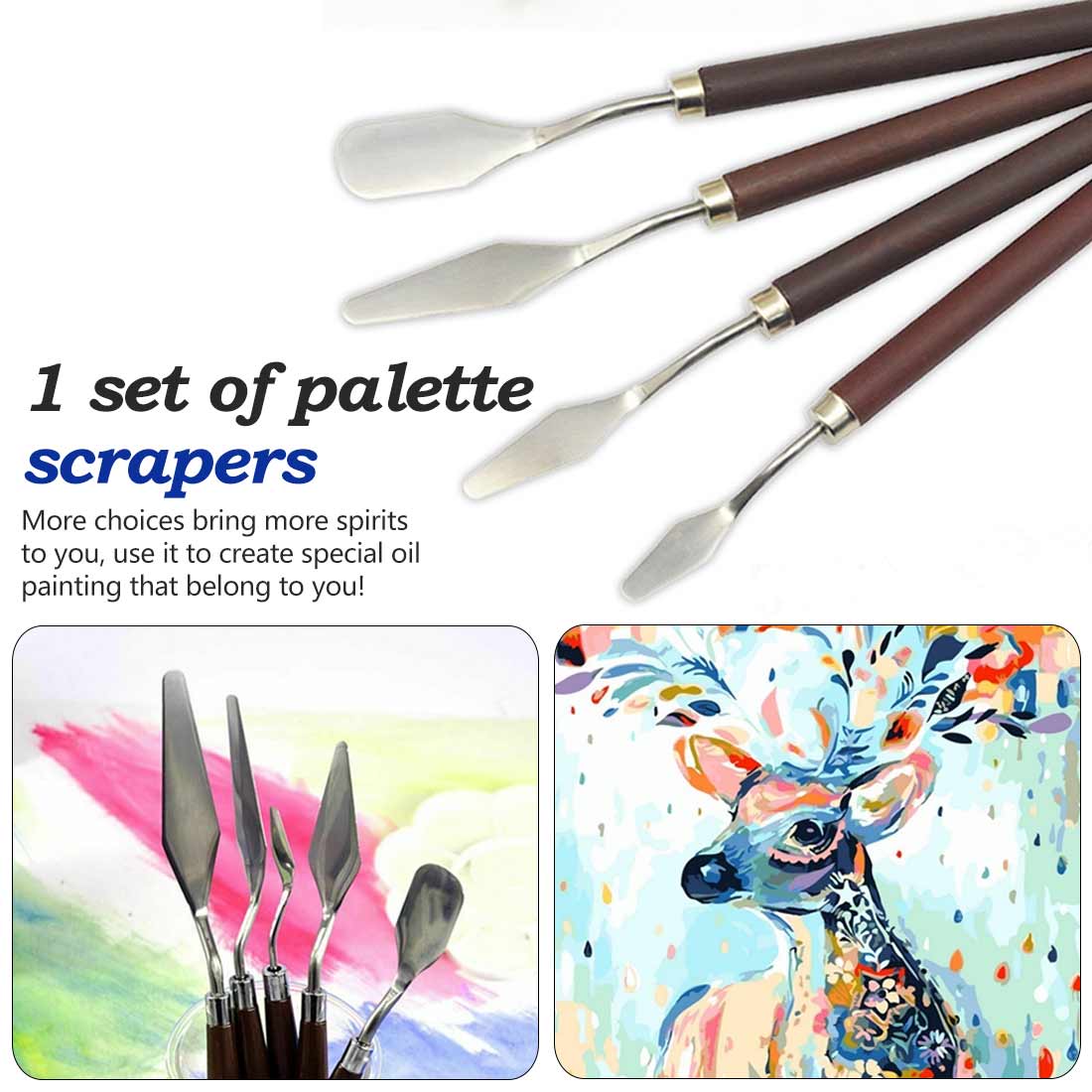 5 pieces/set of thick oil painting scraper stainless steel painting palette art painting tool set artist painting palette knife