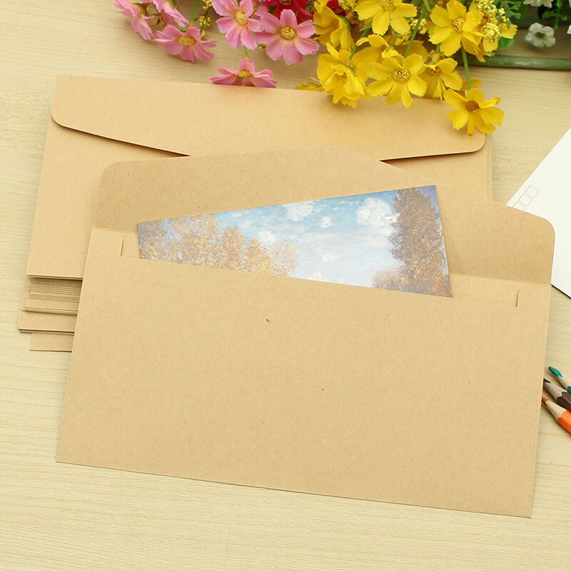 Kicute 50 stuks klassieke kraft blanco mini-papieren enveloppen met venster, envelop voor huwelijksuitnodiging: Default Title