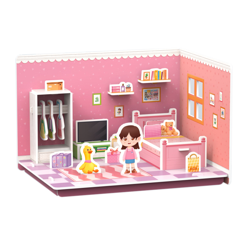 Three-Dimensional House Assemble Model Handmade DIY 3D Paper Card Puzzle Parent-Child Interaction Children's Toys: black