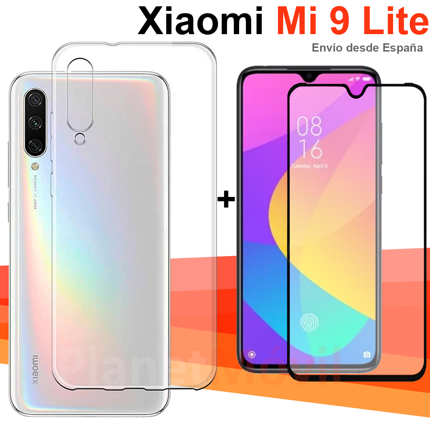 Compatibel met Xiao mi mi 9 lite 6,3 "inch transparante stand case + screen protector mi rror vol glas 3D volledige lijm