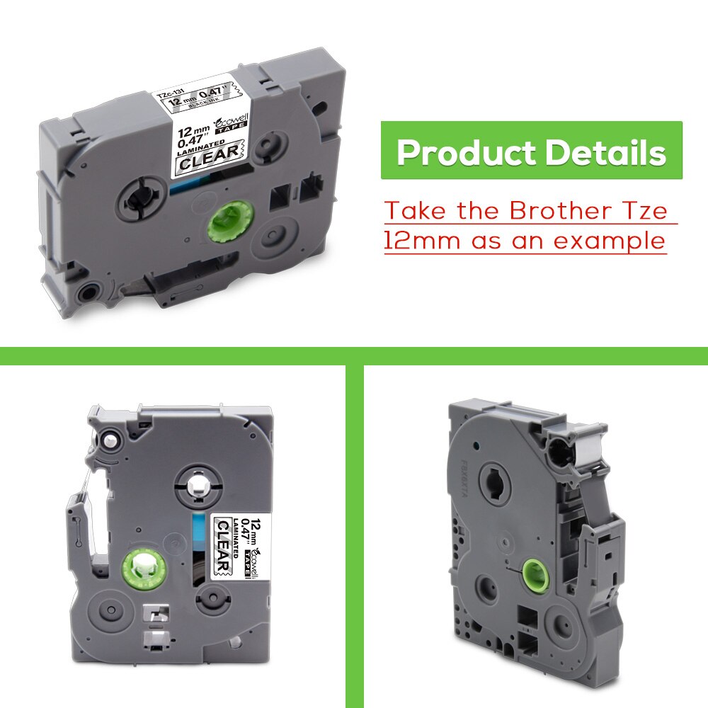 Ecowell 1 sztuk 6mm taśmój etykietowe tze-211 tz211 111 kompatybilny dla brat p-dotykać drukarki tz-211 tz tze211 tze 211 dla drukarka robić etykiet