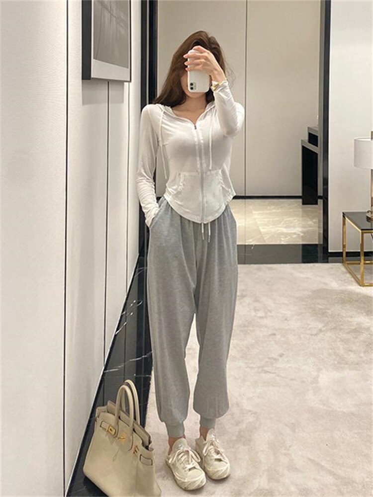 Getadme Spring/Summer New Women's 100% Cotton Gauze Thin Long Sleeve Pants Two Piece Cardigan Homewear Set Sleepwear Pijama