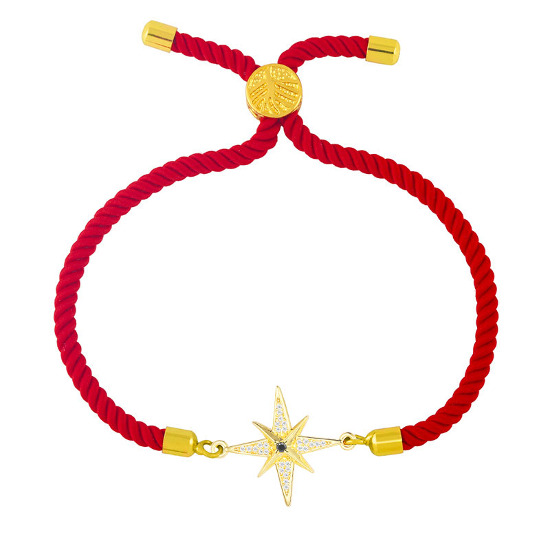 Witte & Zwarte Cz Stenen Starburst Bedelarmband Vrouwen Meisje Zirkonia Kristal Rood Koord Achtpuntige Ster Lichte Sieraden Cadeau: Groene Dragonly