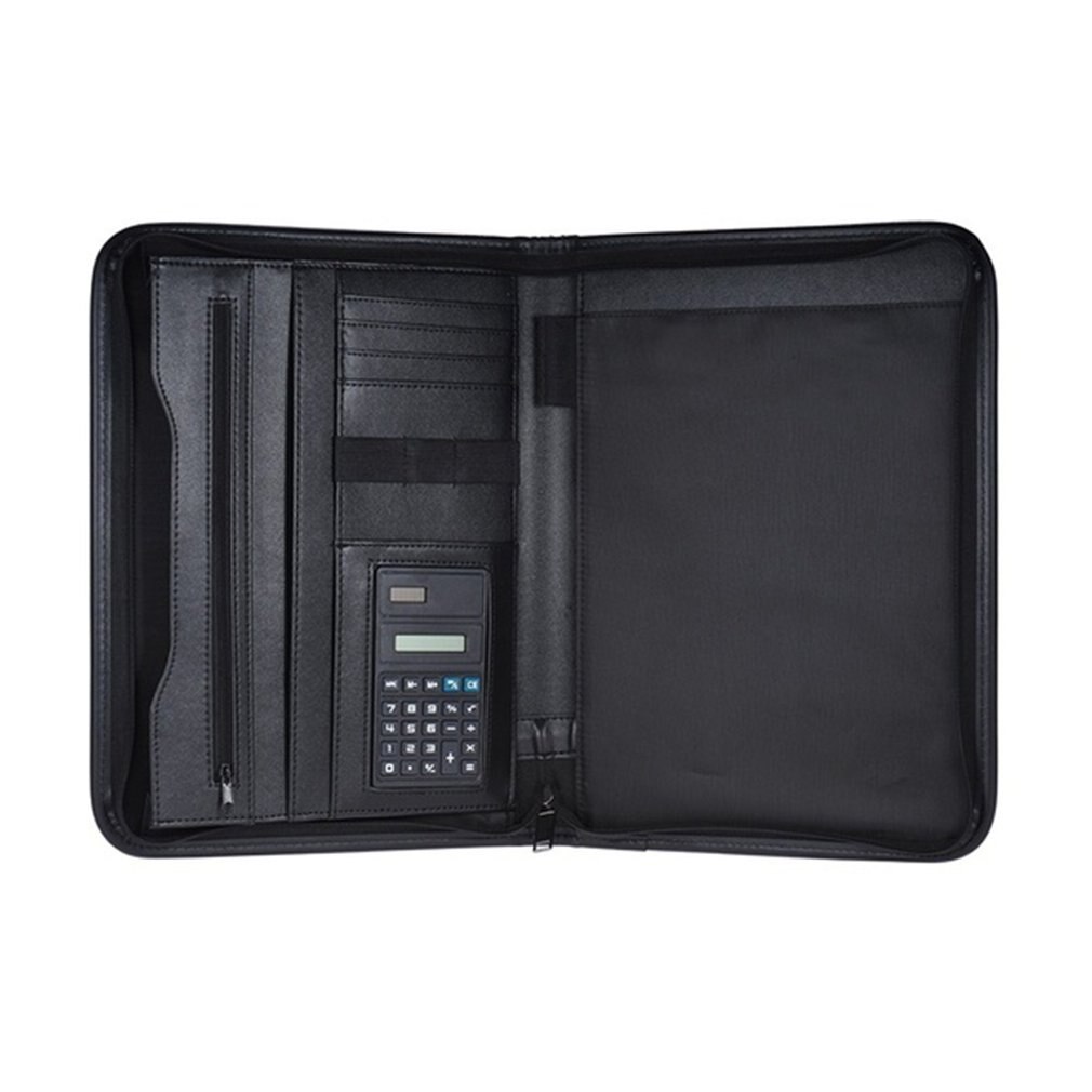 A4 Leather Folder Zipper Briefcase With Computer Cortex A4 File Folder Business Office Multifunctional Folder