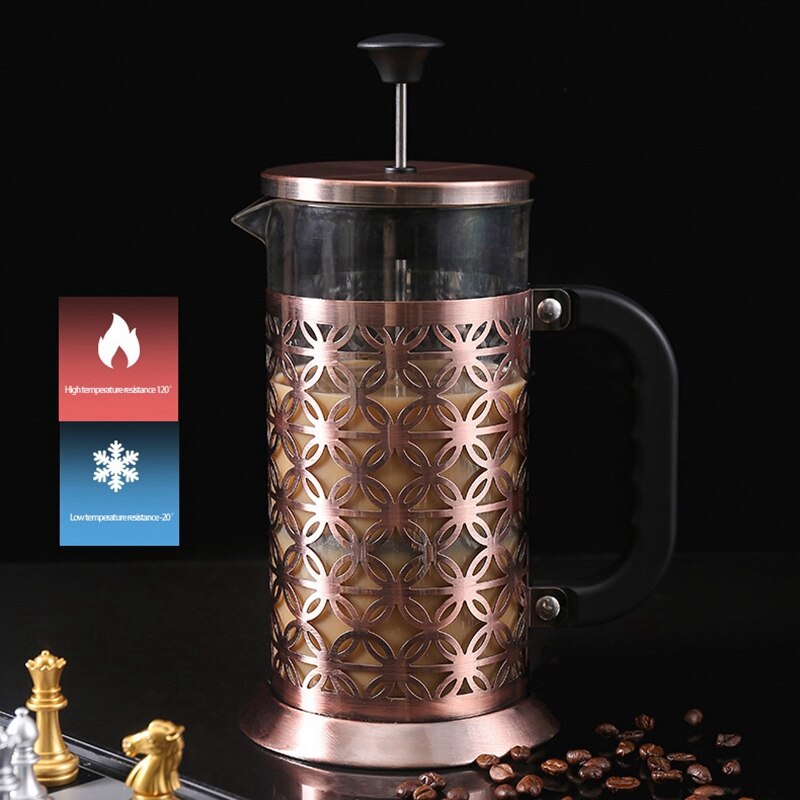 Franse Pers Koffie Thee Maker 34Oz, hittebestendig Glas 304 Roestvrij Staal Koffie Druk Pot Met 3 Filter Scherm