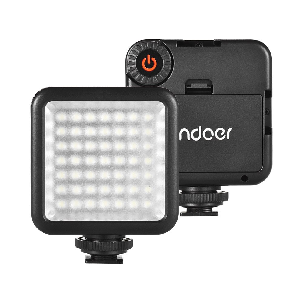 Andoer W49 2 stuks 49 pcs CRI 90 + LED licht video lamp Mini Interlock Camera LED Panel Licht Video verlichting Met Schoen Mount Adapte