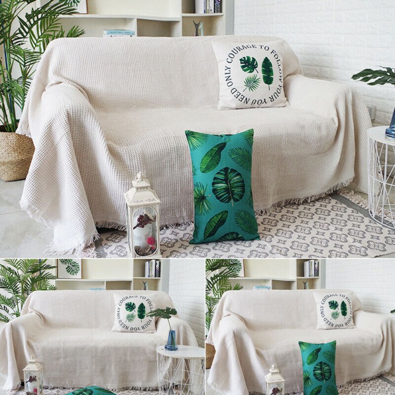 Large Size Sofa Cover Household Solid Cotton Woven Sofa Bed Throw Blanket Function Bedspread Settee Sofa Cover 130x180cm