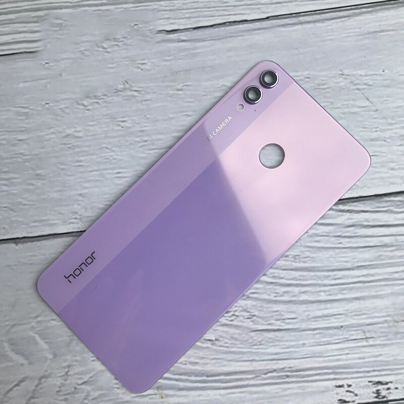Capa de vidro traseira para huawei honor 8x bateria capa traseira habitação porta painel caso para honor 8x bateria capa com câmera lente: DreamPurple With Len