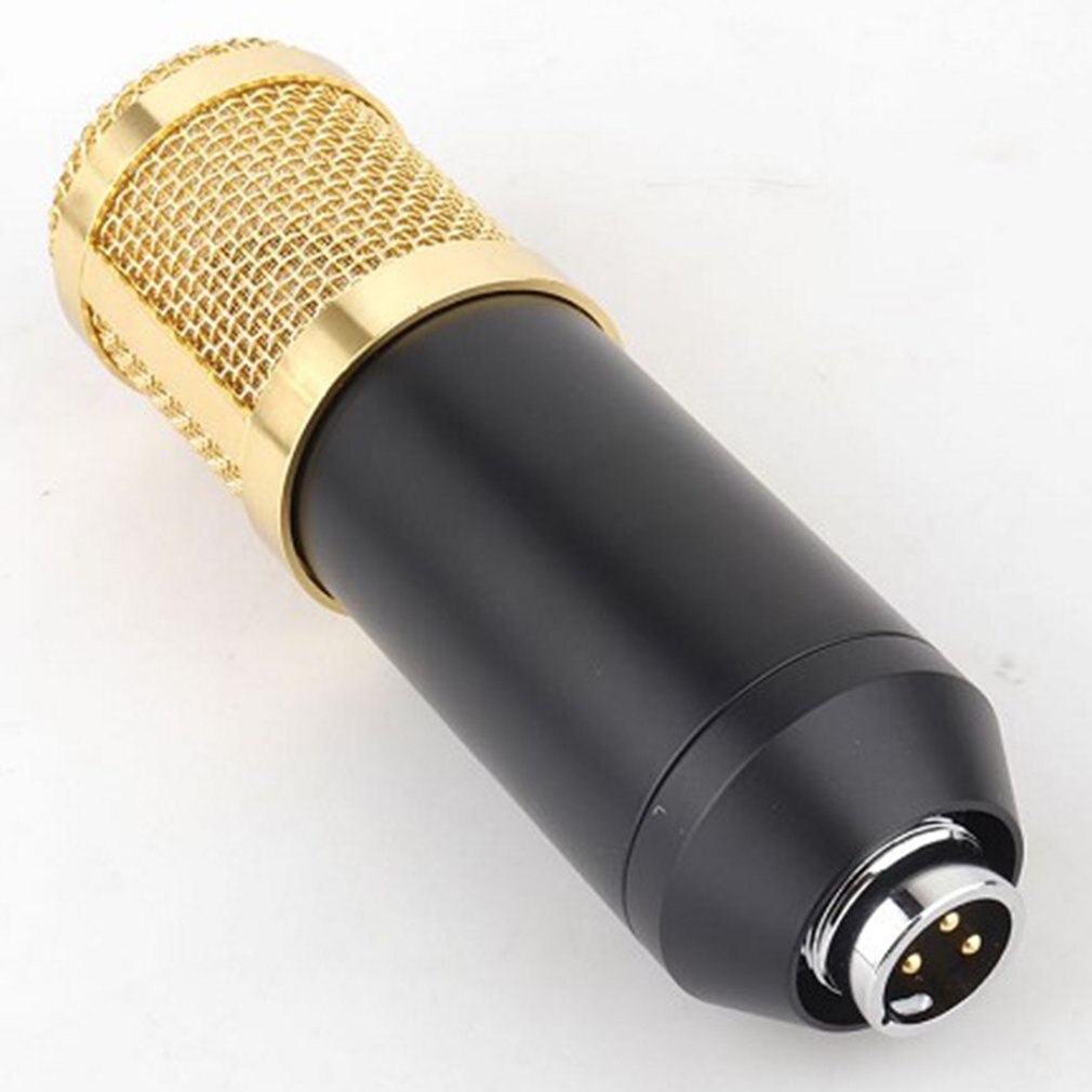 Micrófono de condensador de diafragma grande de malla negra y dorada para grabación, Kit de micrófono con condensador, KTV