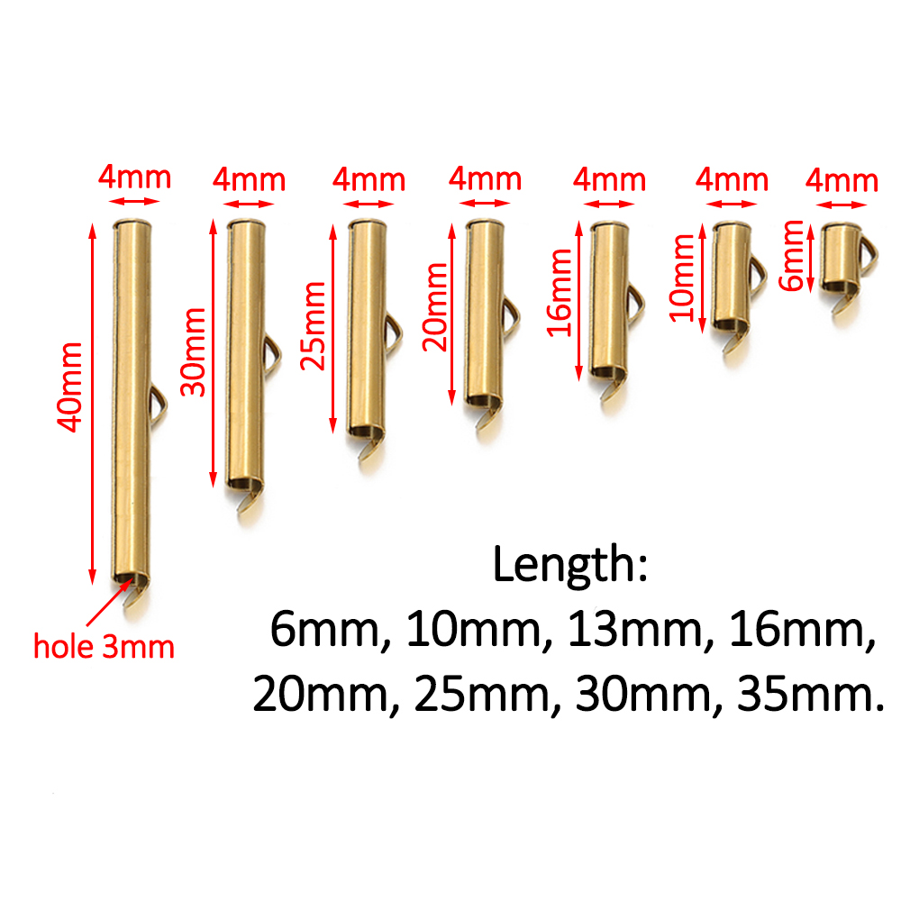 20 piezas de tubos deslizantes de acero inoxidable de 6-40mm, tapas de extremo deslizante, tubo de engarzado para cuentas de semillas, cinta de sujeción, fabricación de joyería DIY: 16 mm / Rojo