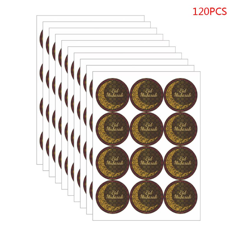 120Pcs Ramadan Stickers Eid Mubarak Geschenkdoos Label Papieren Zak Seal Sticker Ramadan Kareem Decoratie Baby Fotografie Stickers: 4