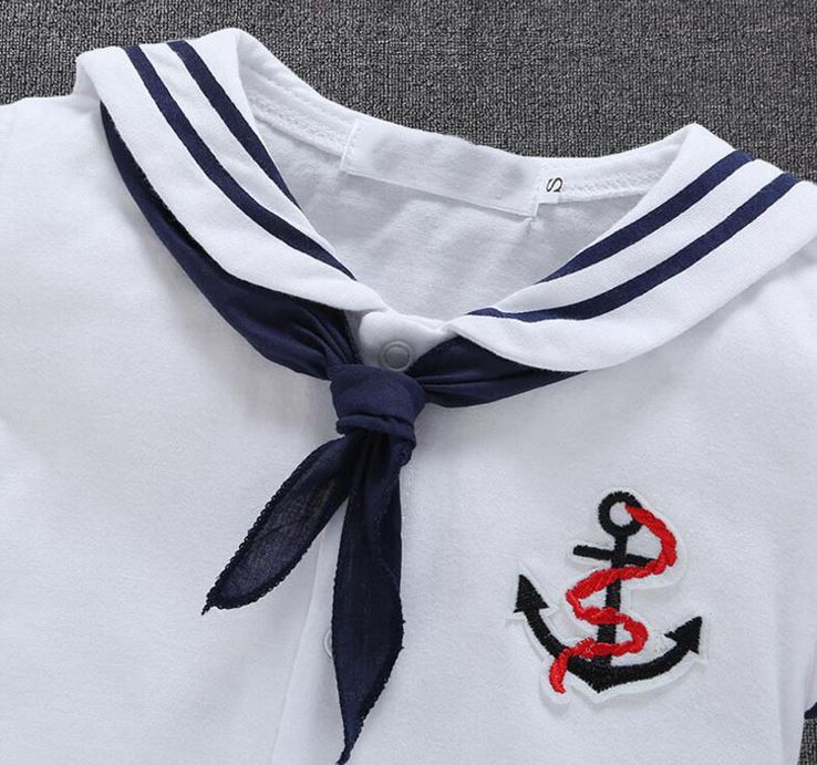 Vêtements pour -né, uniformes de marin blanc marine, barboteuse d&#39;été pour bébé, combinaison une pièce à manches courtes, vêtements pour bébé garçon et fille