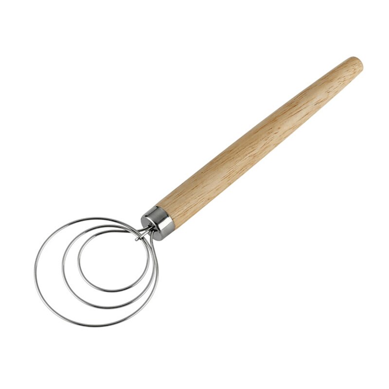 Batidor de huevos, agitador de bobina de harina, batidor danés, palo de madera de roble, manejo de la licuadora de cocina, batidor de huevos, herramientas manuales, utensilio mezclador de crema de huevo