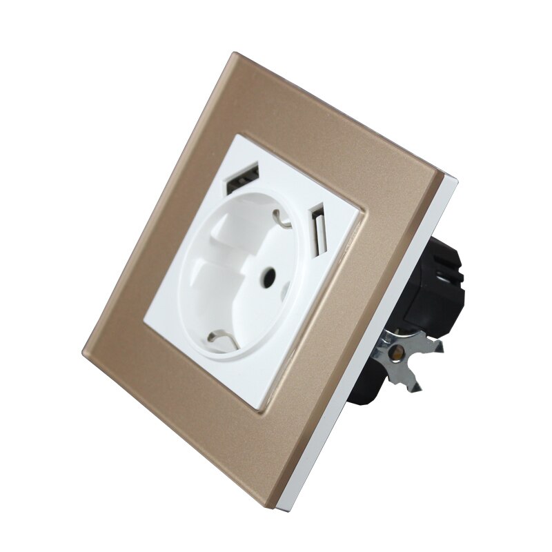 USB Wall Socket charger Double USB Port 5V 2A Usb enchufes para pared outlet Silver Acrylic LLDG-02