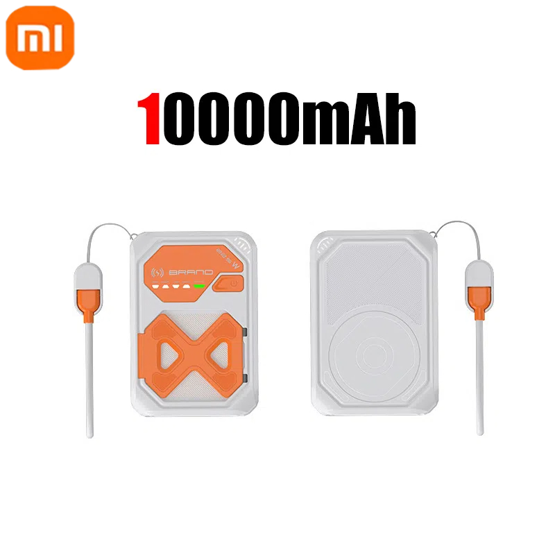 Xiaomi 50000 mah magnetische powerbank, geeignet für iphone 15, 14, 13, 22.5w, 15w, schnelllade-powerbank mit kabelhalterung: Dunkelgrau