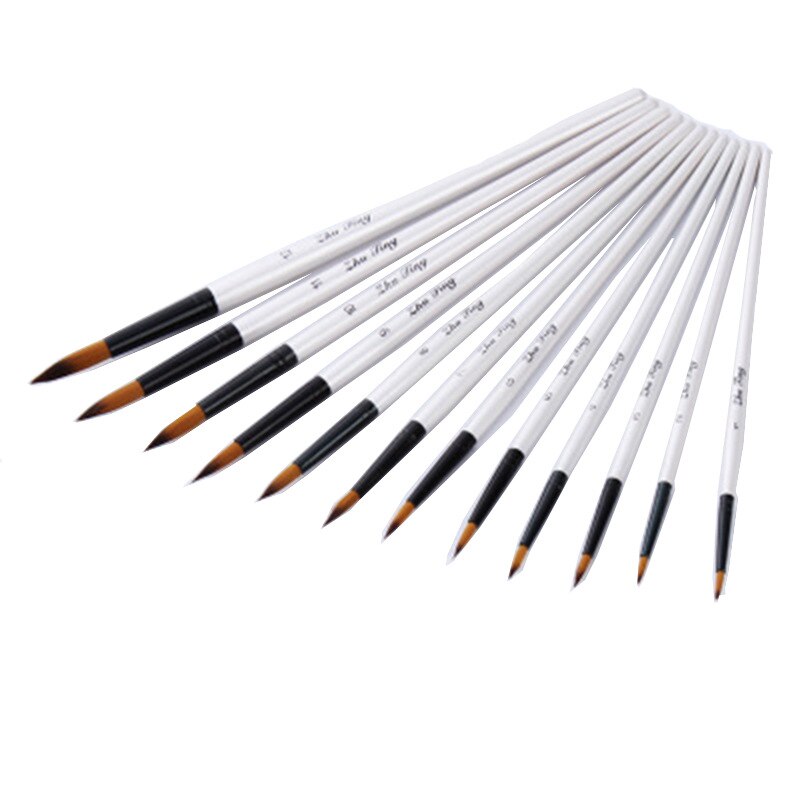 12 Stuks Nylon Haar Houten Handvat Aquarel Penseel Pen Set Voor Leren Diy Olie Acryl Schilderen Art Penselen levert