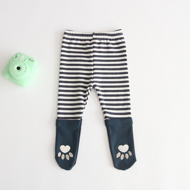 2022 Lente Kids Meisjes Jongens Leggins Blauw Abrikoos Gestreepte Kat Hond Grote Pp Panty Kousen Bebe Broek Casual Kleding e9108