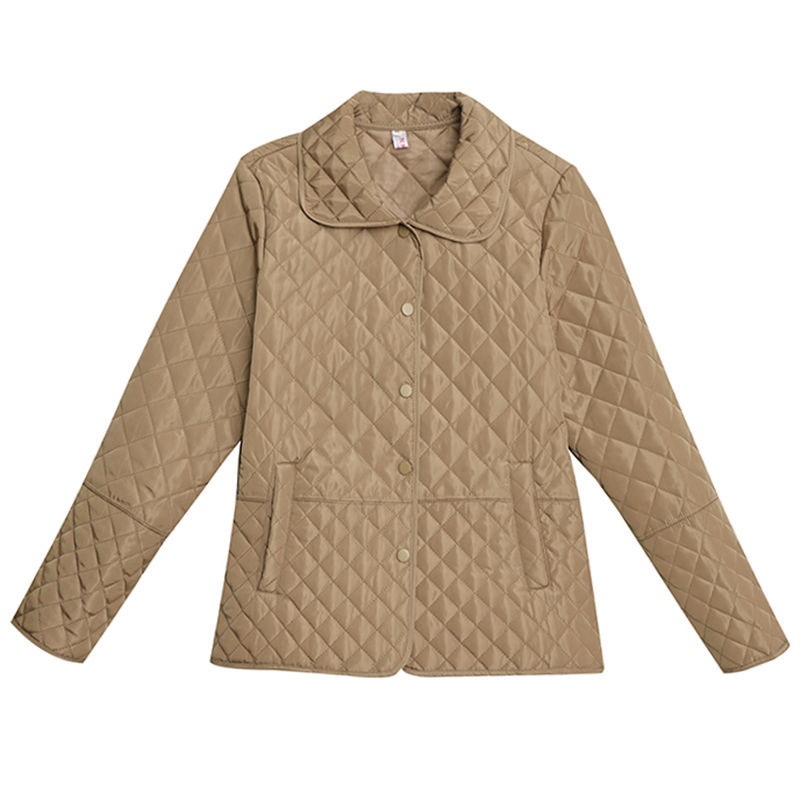 Diamanten Geruite Katoenen Jas 6xl Dames Lente Herfst High-End Casual Licht Dunne Kleine Katoenen Jas Dames Vrijetijdskleding