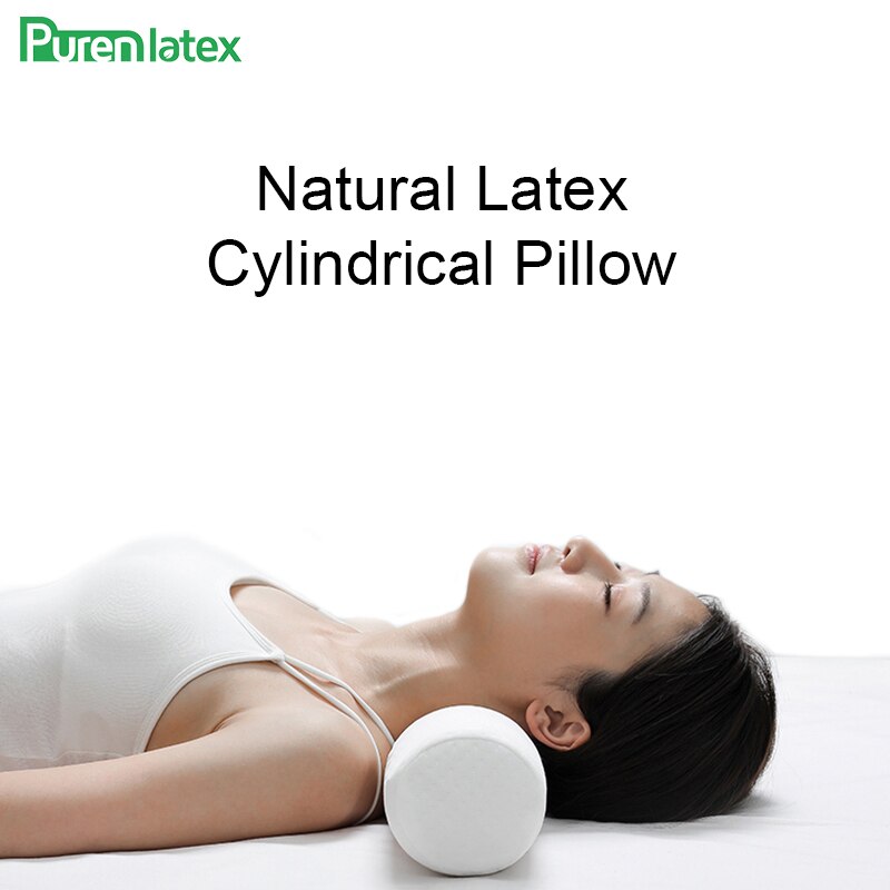 PurenLatex Natural Latex Long Pillow Neck Cervical Spine Support Cylindrical Pillow Protect Lumbar Waist Cushion Bolster Sleep