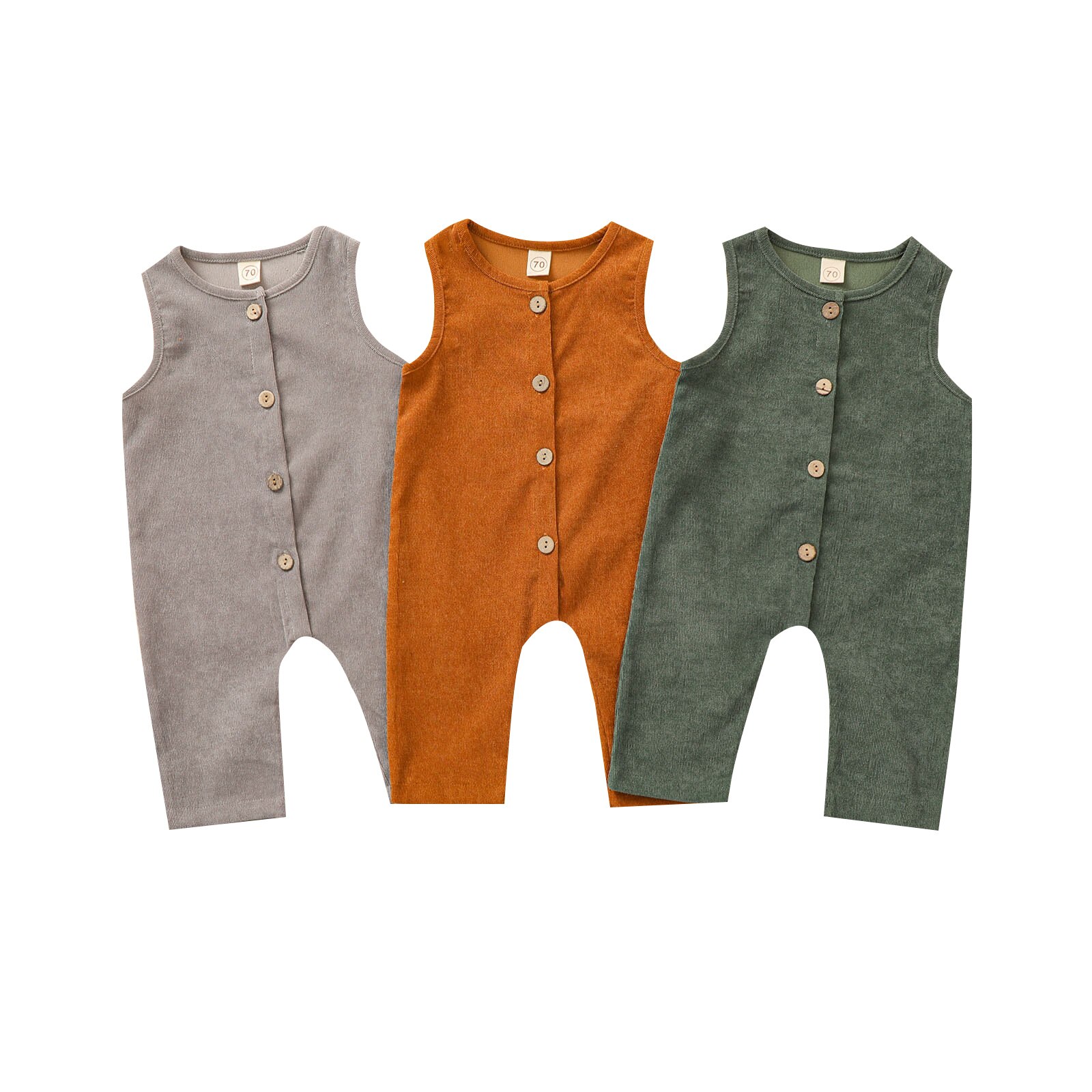 0-24M Zomer Baby Baby Meisje Jongen Romper Overall Effen Kleur Knop Mouwloze Jumpsuit Zomer Een Stuk