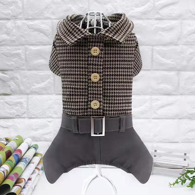 Ropa de primavera y otoño para perro, mono de rejilla para gato y perro, peleles para perros pequeños, camisa para cachorro, pomeraniano osito, chihuahua, caniche