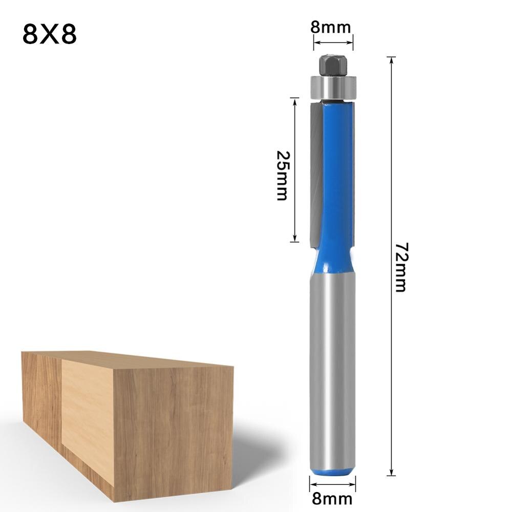 8mm Shank 1" Flush Trim Router Bit with Bearing for Wood Template Pattern Bit Tungsten Carbide Milling Cutter for Wood: 8X8