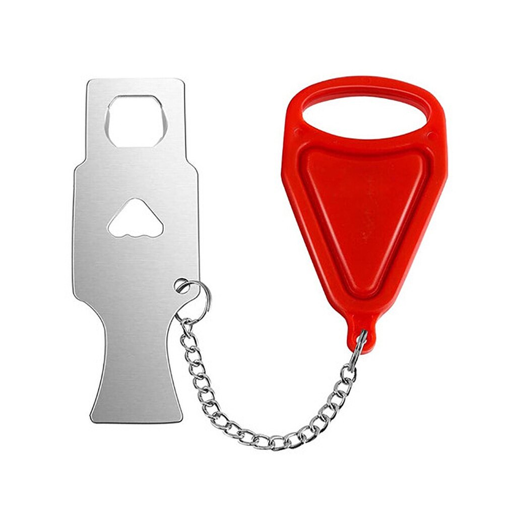 Pp metal bærbar sikkerhedsdørlås erstatter addalock kompatibel til rejselås anti-tyveri sikkerhed privatlivets fred hotelværelse: Rød