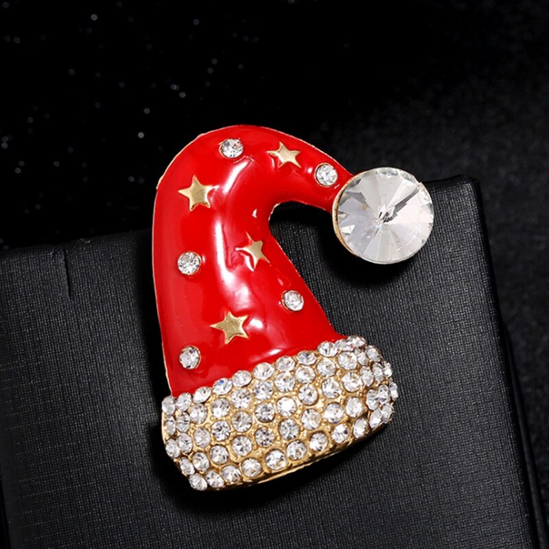 Christmas Enamel Snowman Santa Tree Bell Brooch Pin - Festive Jewelry Accessories for Women