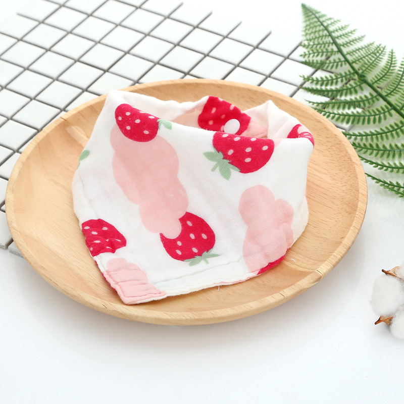 8-Layer Mousseline Slabbers 100% Natuurlijke Katoen Zachte Baberos Bebe Animal Bandana Zuigeling Kiel Burp Doek Voeden Speeksel handdoek: Strawberry