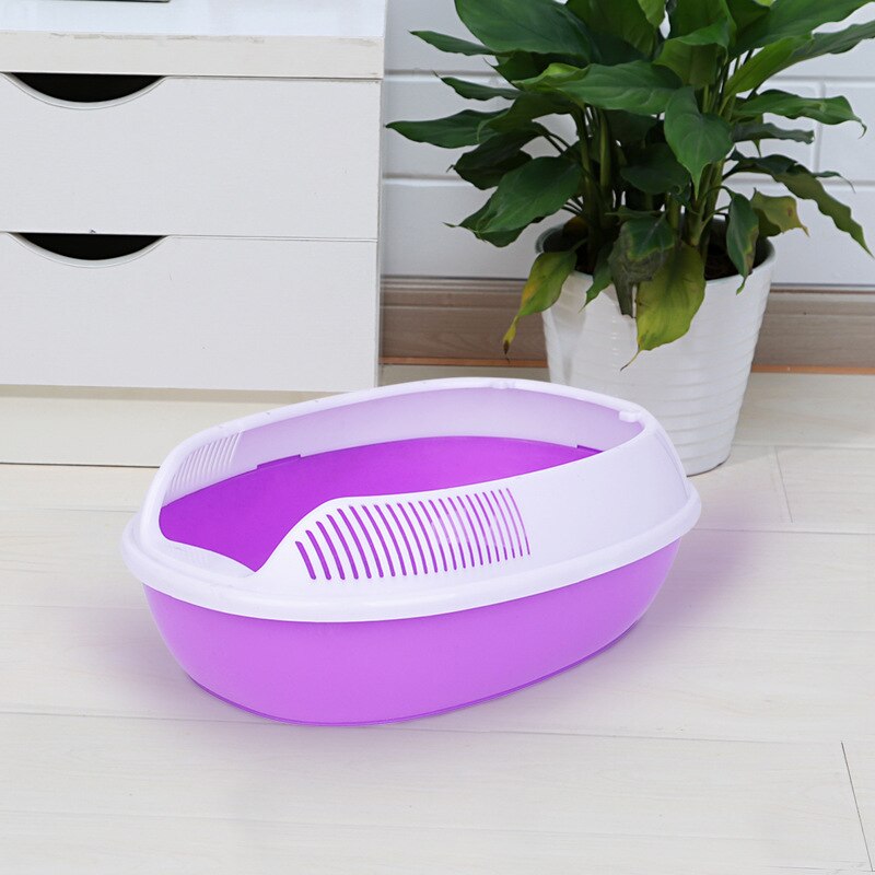 Semi-enclosed cat toilet sand basin deodorizing cat poop basin cat supplies super extra large cat litter box: purple