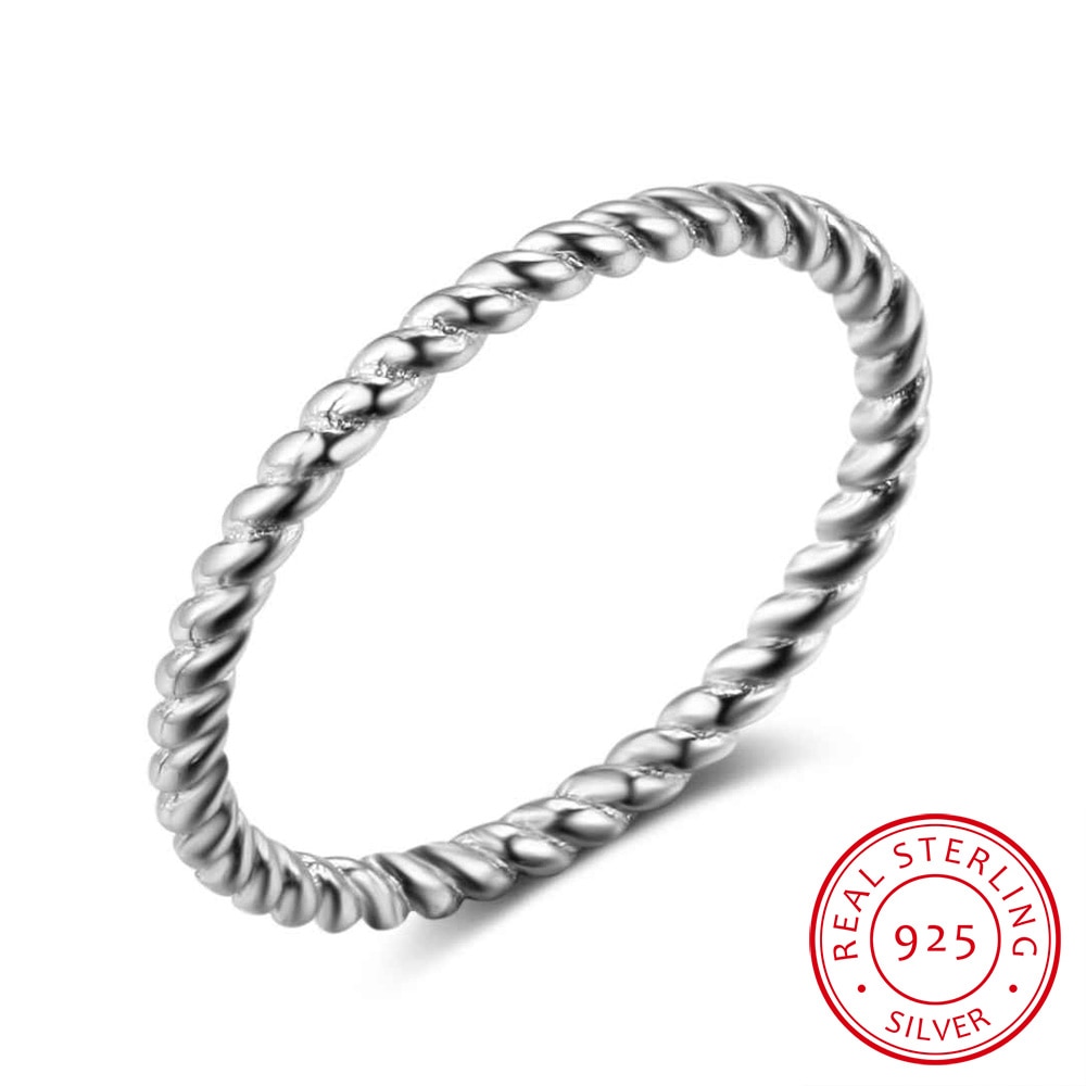 925 Sterling Sliver Rings for Women Rope Shape Wedding Rings Trendy Silver Jewelry Engagement Anniversary (RI102772)