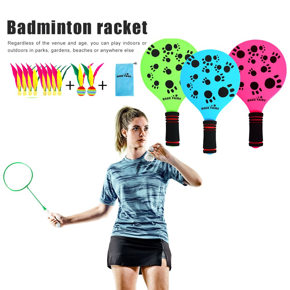Badmintonketsjer holdspil legetøj bærbare træsandpadler ketchersæt, der nemt kan bære sportslige elementer