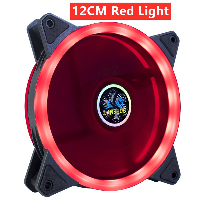 Ventilador de carcasa de ordenador, Enfriador de PC silencioso, RGB, LED, PWM, 4 pines, 9CM/12CM, 90MM / 120MM: 12CM Red Light