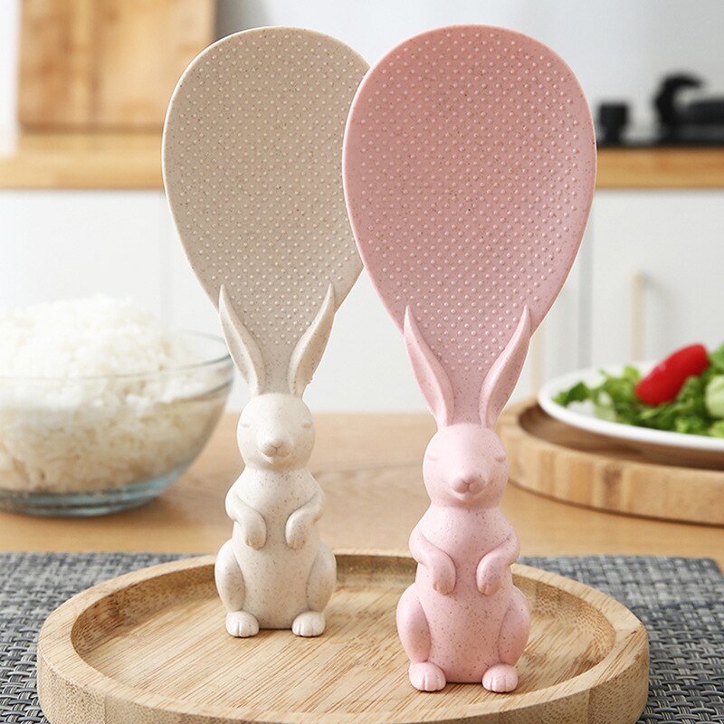 Wheat Straw Rabbit Spoon Can Stand Up Rabbit Rice Shovel Rice Cooker Rice Spoon Non-stick Rice Cartoon Rice Spoon
