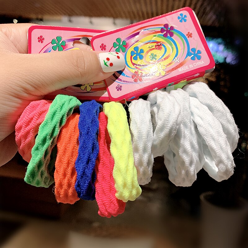 6 stks/set Meisjes Zoete Basic Ruwe Elastische Haarband Hoofdband Paardenstaart Houder Elastiekjes Scrunchies Mode Haaraccessoires