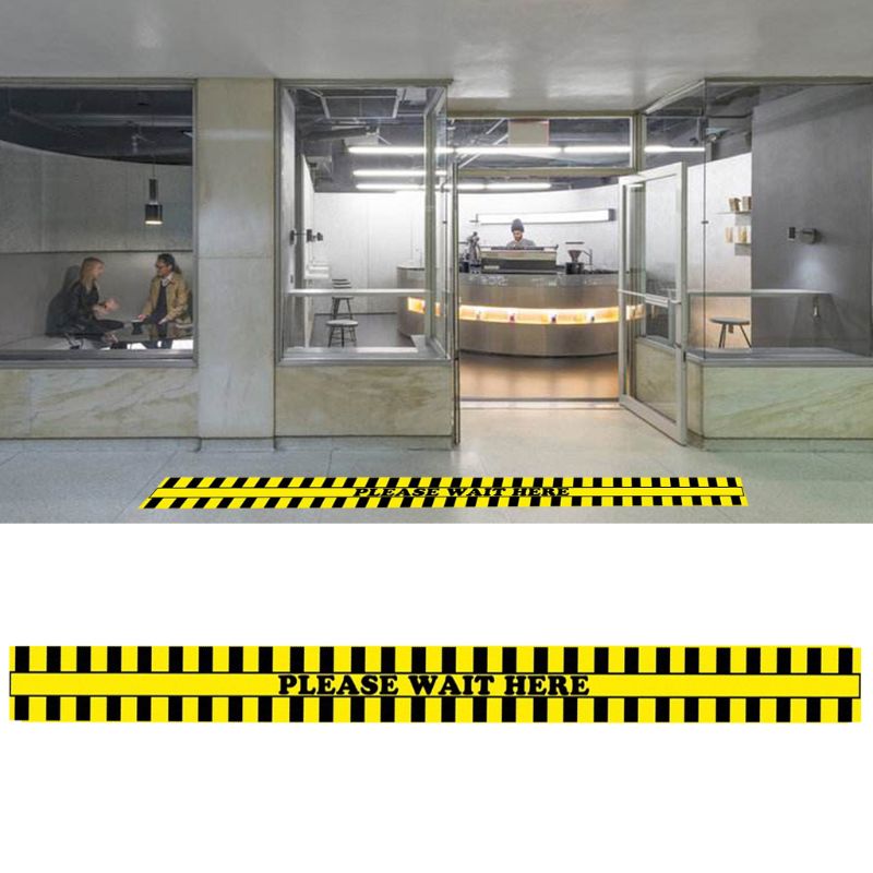1 rull vennligst vent henne advarsel gulvbånd sosial distansering merking lim gul 48mm x 33m
