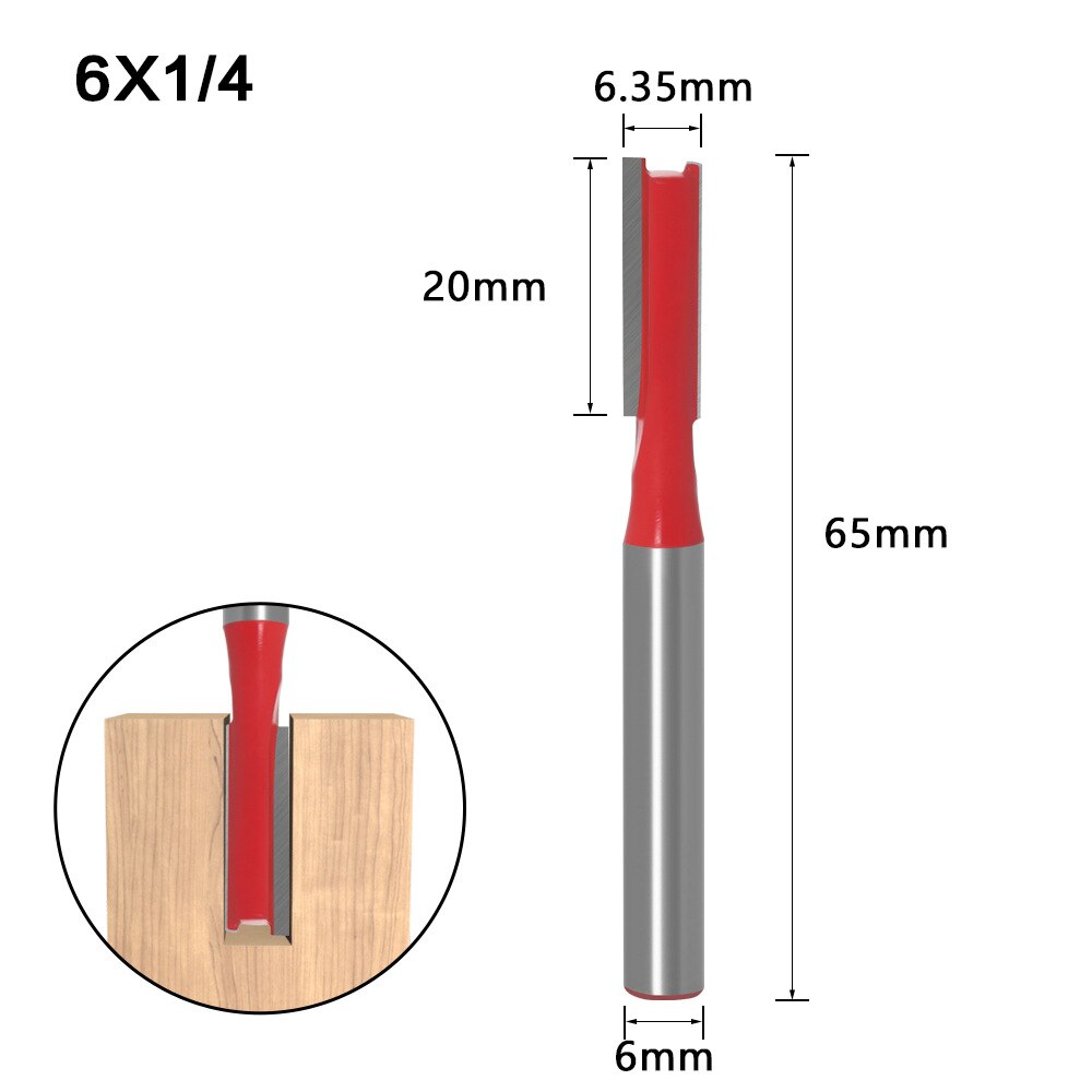 6mm skaft rett bit trebearbeidingsverktøy freser for trespalte graveringsmaskin hardmetall endefres fres: No4 6 x 1 l 4