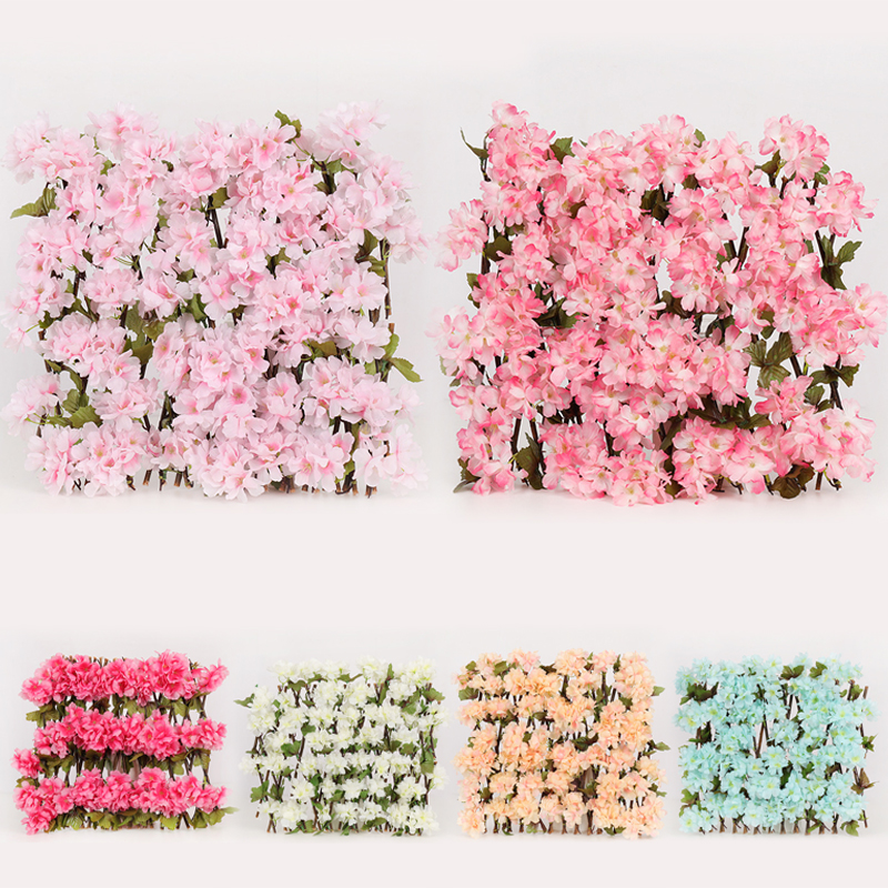 Expandable Faux Privacy Fence Wooden Hedge With Artificial Flowers Leaves Garden Decoration Screening Retractable Fence