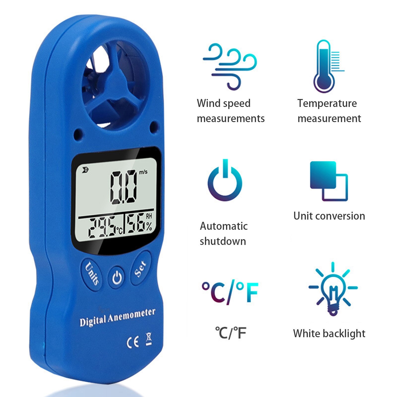 Humidity Tester Handhold Speed Meter Temperature Meter Beaufort Scale Temperature measuring meter Mini Multipurpose Anemometer