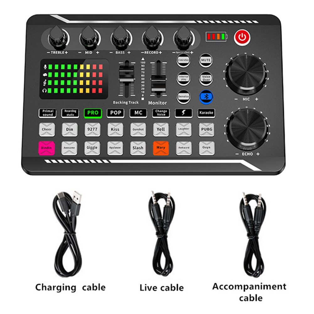 Cartão de som 16 efeitos sonoros redução de ruído misturadores fone de ouvido microfone controle de voz para o telefone pc computador dj music studio áudio adaptador